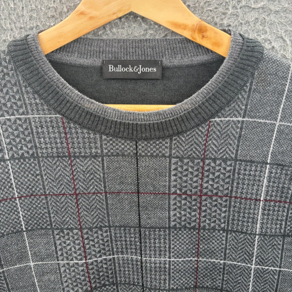 Bullock & Jones Sweater Mens XL Gray Knit Merino Wool Blend Made In Italy